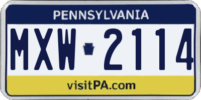 PA license plate MXW2114