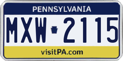 PA license plate MXW2115