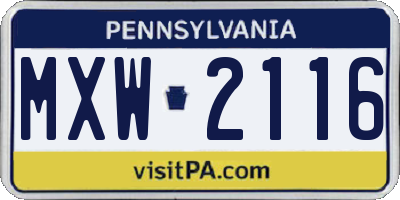 PA license plate MXW2116