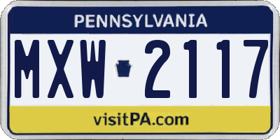 PA license plate MXW2117