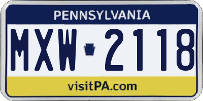 PA license plate MXW2118
