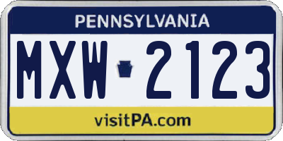 PA license plate MXW2123