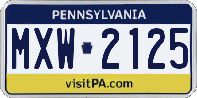 PA license plate MXW2125
