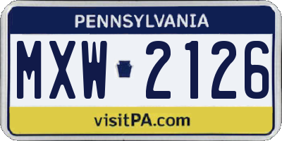 PA license plate MXW2126