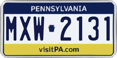 PA license plate MXW2131