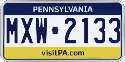 PA license plate MXW2133