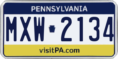 PA license plate MXW2134