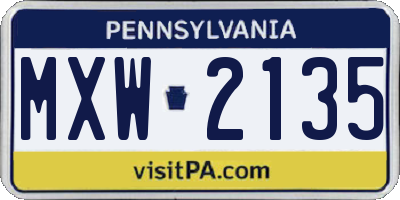 PA license plate MXW2135