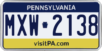 PA license plate MXW2138