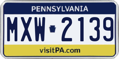 PA license plate MXW2139