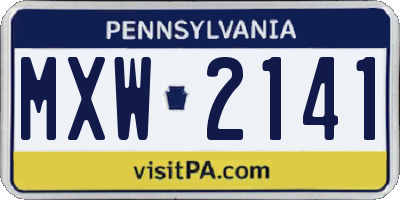 PA license plate MXW2141