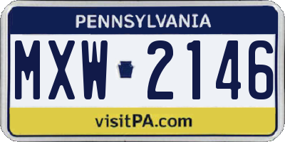 PA license plate MXW2146