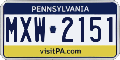 PA license plate MXW2151