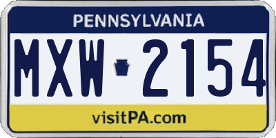 PA license plate MXW2154