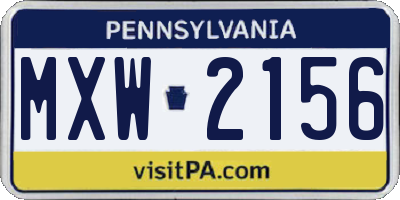 PA license plate MXW2156