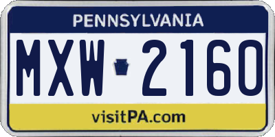 PA license plate MXW2160