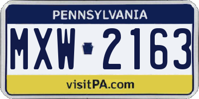PA license plate MXW2163
