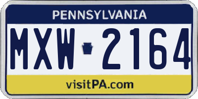 PA license plate MXW2164