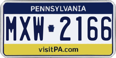 PA license plate MXW2166