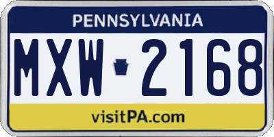 PA license plate MXW2168