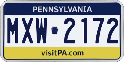 PA license plate MXW2172