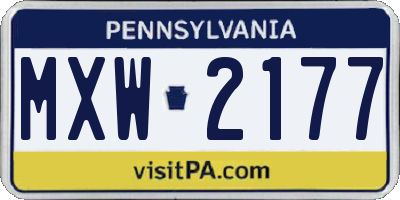 PA license plate MXW2177