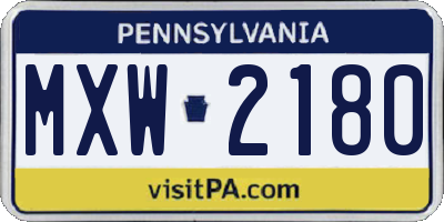 PA license plate MXW2180