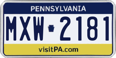 PA license plate MXW2181