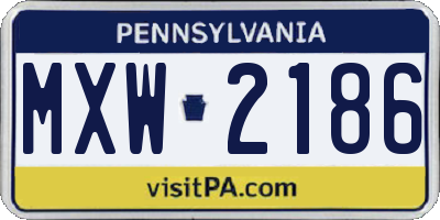 PA license plate MXW2186