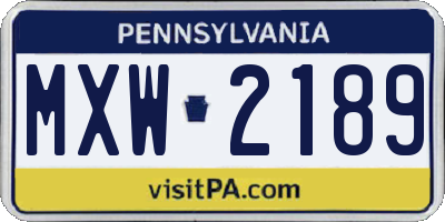 PA license plate MXW2189