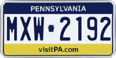 PA license plate MXW2192