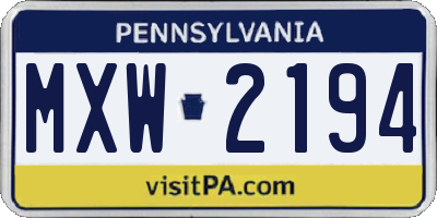 PA license plate MXW2194
