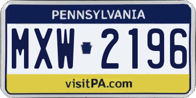 PA license plate MXW2196