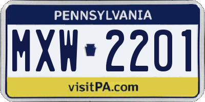 PA license plate MXW2201