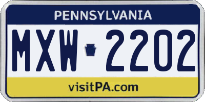 PA license plate MXW2202