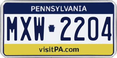 PA license plate MXW2204