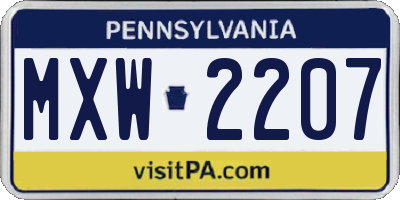 PA license plate MXW2207