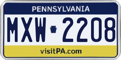 PA license plate MXW2208