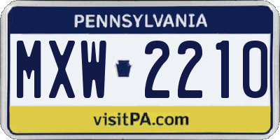 PA license plate MXW2210