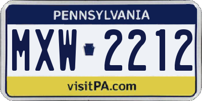 PA license plate MXW2212
