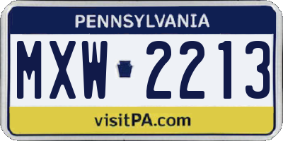PA license plate MXW2213