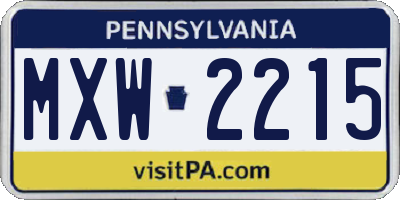 PA license plate MXW2215