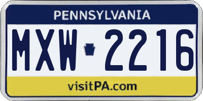 PA license plate MXW2216