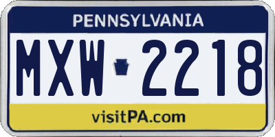 PA license plate MXW2218