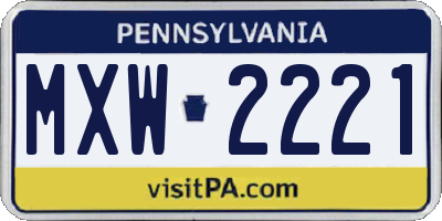 PA license plate MXW2221