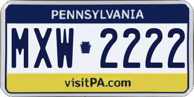 PA license plate MXW2222