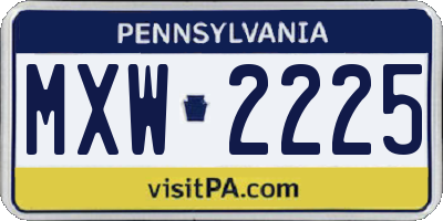 PA license plate MXW2225
