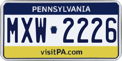 PA license plate MXW2226