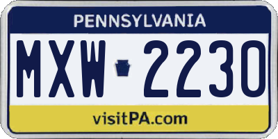 PA license plate MXW2230