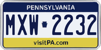 PA license plate MXW2232